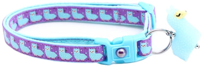 Blue Llamas Breakaway Cat Collar