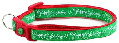Happy Holidays on Green Cat Collar