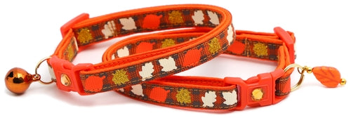 Fall Leaves on Plaid Breakaway Cat Collar