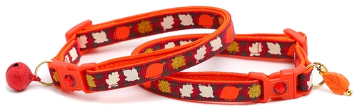 Fall Leaves on Plaid Breakaway Cat Collar