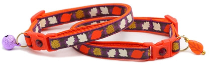 Fall Leaves on Plaid Breakaway Cat Collar