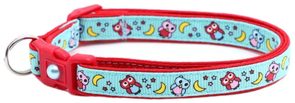 Night Owls on Blue Cat Collar
