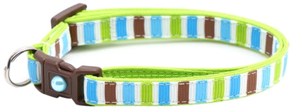 Green, Brown, and Blue Stripes Cat Collar