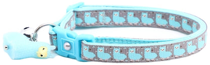 Blue Llamas Breakaway Cat Collar