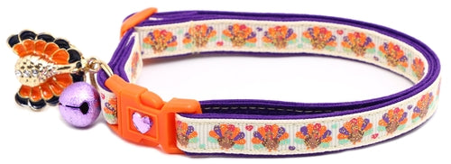 Glittery Turkeys and Hearts Breakaway Cat Collar