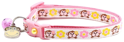 Monkeys with Pink and Yellow Flowers Cat Collar