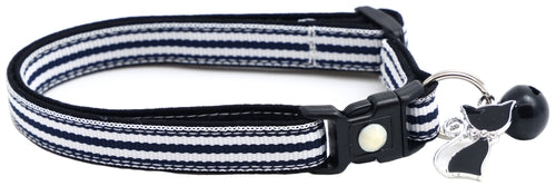 Horizontal Black and White Stripes Cat Collar