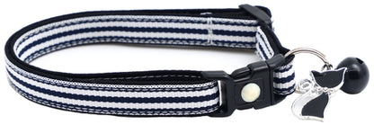 Horizontal Black and White Stripes Cat Collar