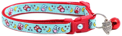 Night Owls on Blue Cat Collar
