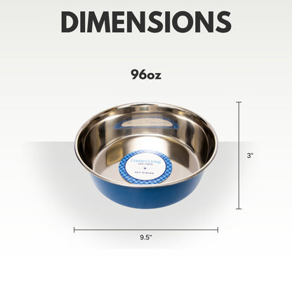 Country Living Set of 2 Heavy Gauge Stainless Steel Dog Bowls - Perfect for Food & Water