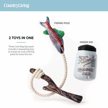🎣 Durable Fish & Mason Jar Dog Toys – 2 Pack for Aggressive Chewers 🐶