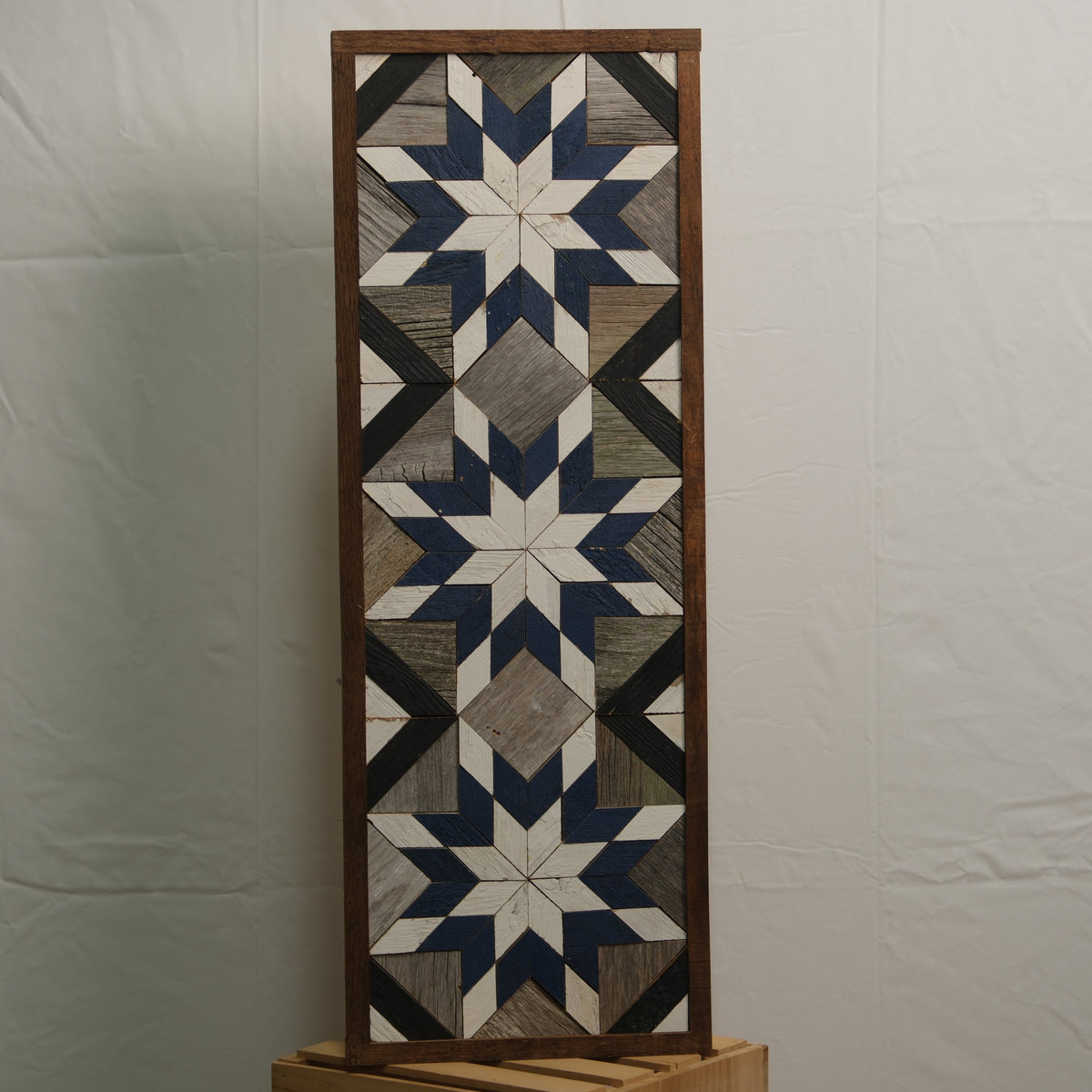 Handmade Amish Barn Quilt Banner Wall Art – 10.5in x 30in Reclaimed Wood Mosaic