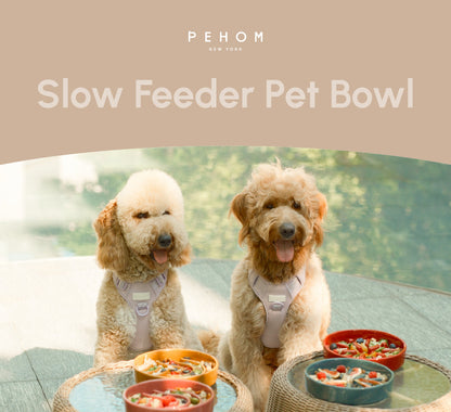 [Wave] Slow Feeder Dog Bowls - Beige / Orange