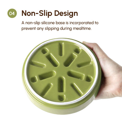 [Wave] Slow Feeder Dog Bowls - Beige / Orange