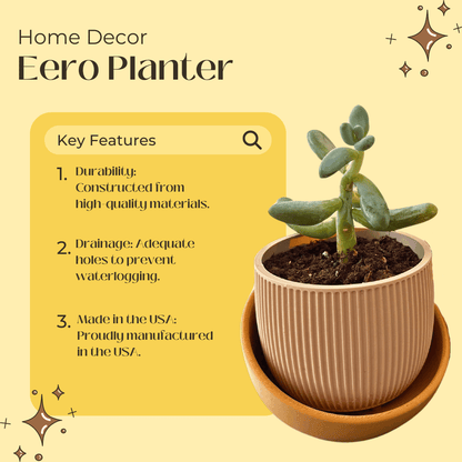 The Eero Planter | Stylish 2-Piece Drip Tray Planter Design for Indoor Potting | 3 Sizes Available | Made in USA