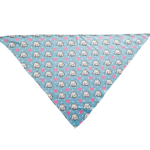 Elephant Love Blue Tie On Dog Bandana