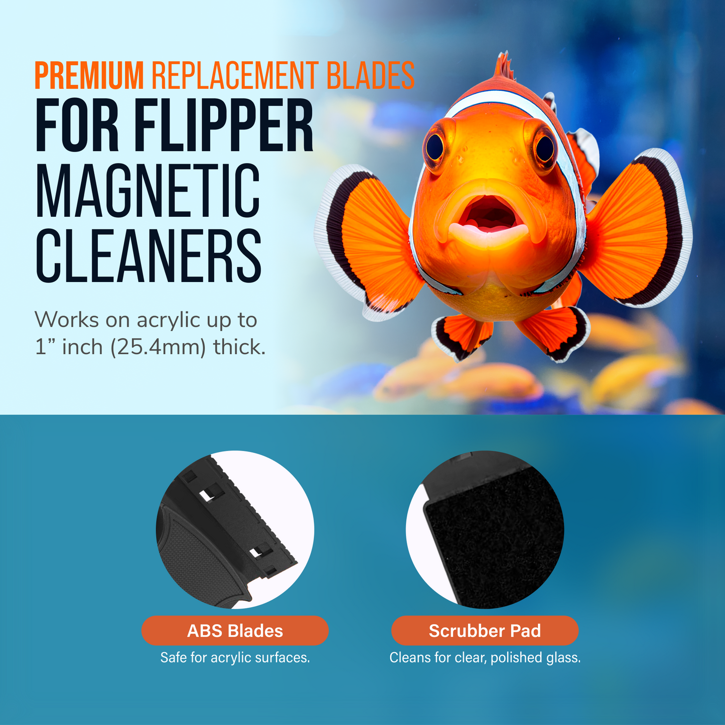 Flipper Max ABS Replacement Blades 3 Pack - Acrylic Tanks