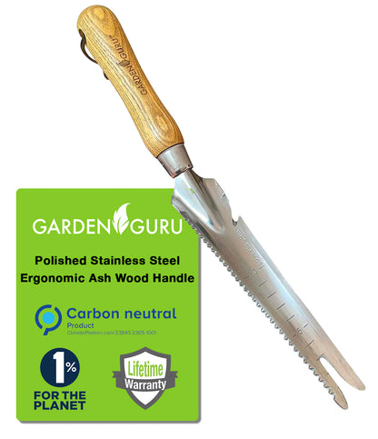Stainless Steel 5-in-1 Weeder Trowel (classic wood handle)
