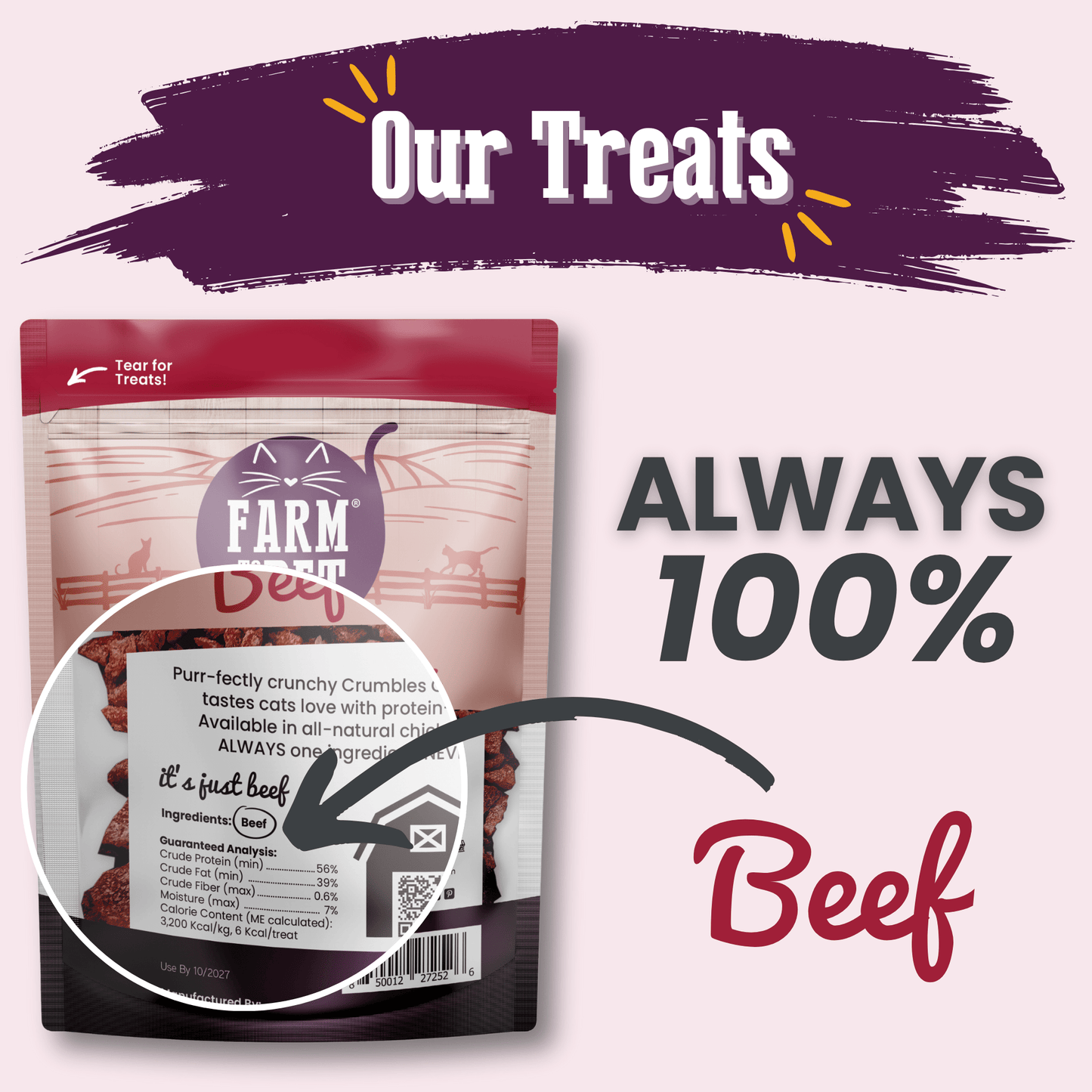 Beef Crumbles Cat Treats High Protein Treats For Cats