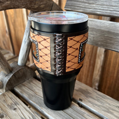 Black Tumbler with Leather Cuff
