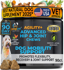 Agility+ Advanced Hip and Joint Chews for Dogs with Glucosamine and FruiteX-B for improved mobility and joint pain relief