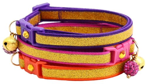 Gold Glitter Breakaway Cat Collar
