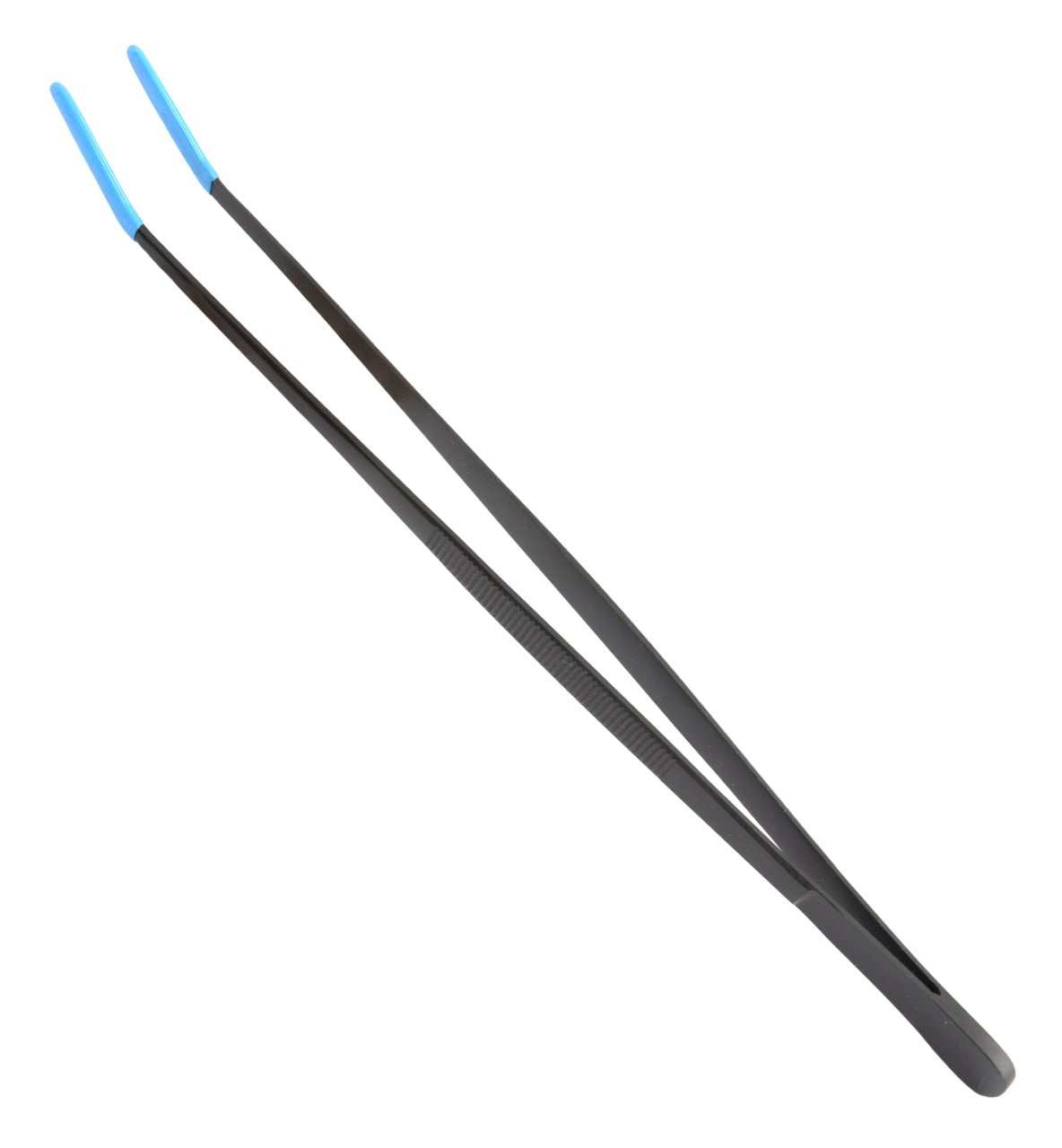 All purpose tongs 12"  Stainless Steel, Black Oxidized, rubber coated tips