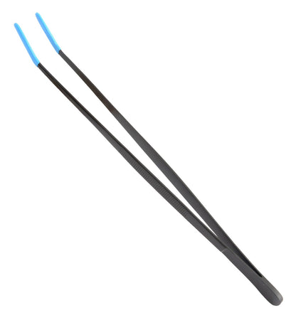 All purpose tongs 12"  Stainless Steel, Black Oxidized, rubber coated tips