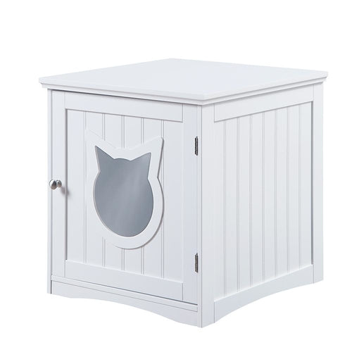 Cat House Side Table Nightstand Pet House Litter Box Enclosure