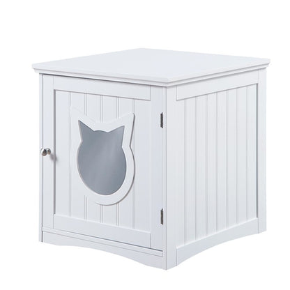 Cat House Side Table Nightstand Pet House Litter Box Enclosure