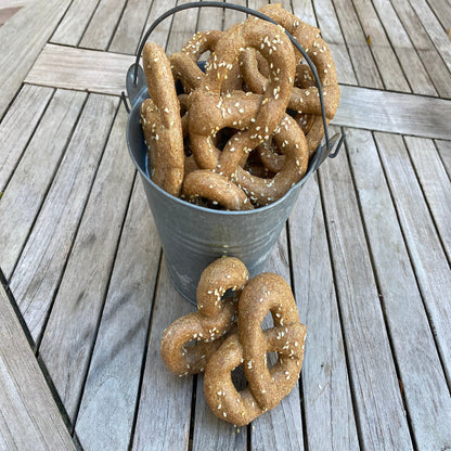 Organic Parmesan Pretzel Dog Treats | Handmade Cheesy Crunchy Dog Snacks (Human-Grade)