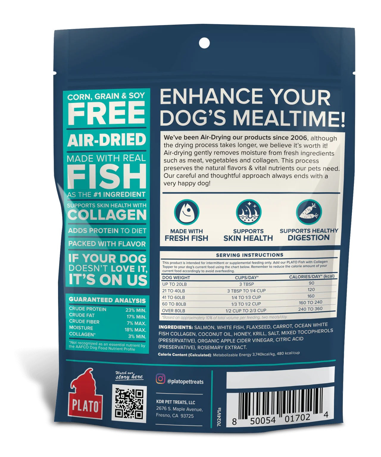 Plato Air-Dried Fish & Collagen Food Topper for Dogs (5.5oz)
