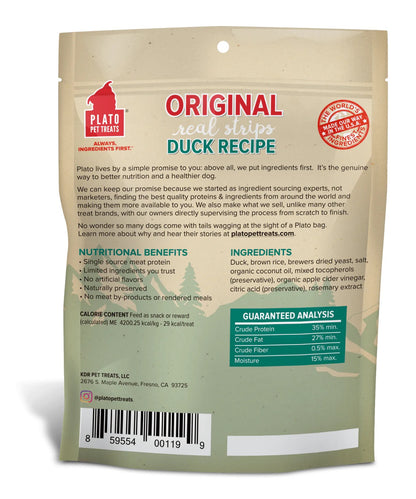 Plato Original Real Strips Duck Dog Treats (6oz)