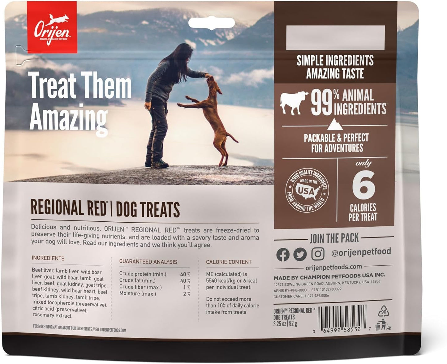 Orijen Regional Red Freeze Dried Dog Treats (3.25oz)