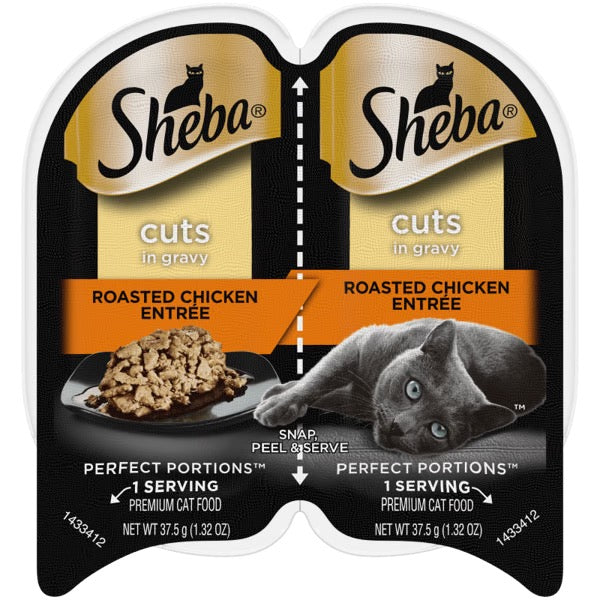 Sheba Perfect Portions Cuts Chicken in Gravy wet cat food tray with real chicken and gravy