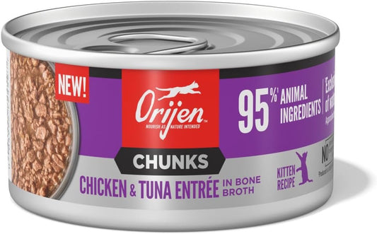Orijen Grain Free Chunks & Shreds, Kitten Chicken & Tuna Wet Cat Food (3oz)