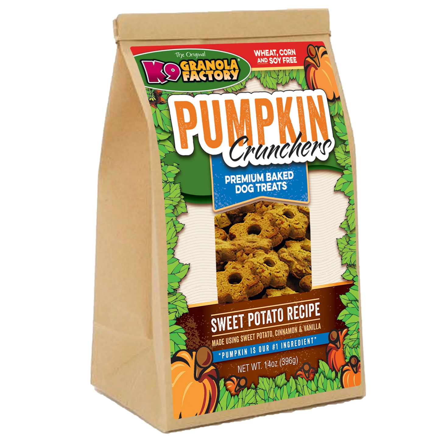 K9 Granola Factory Pumpkin Crunchers, Sweet Potato Recipe Dog Treats (14oz)
