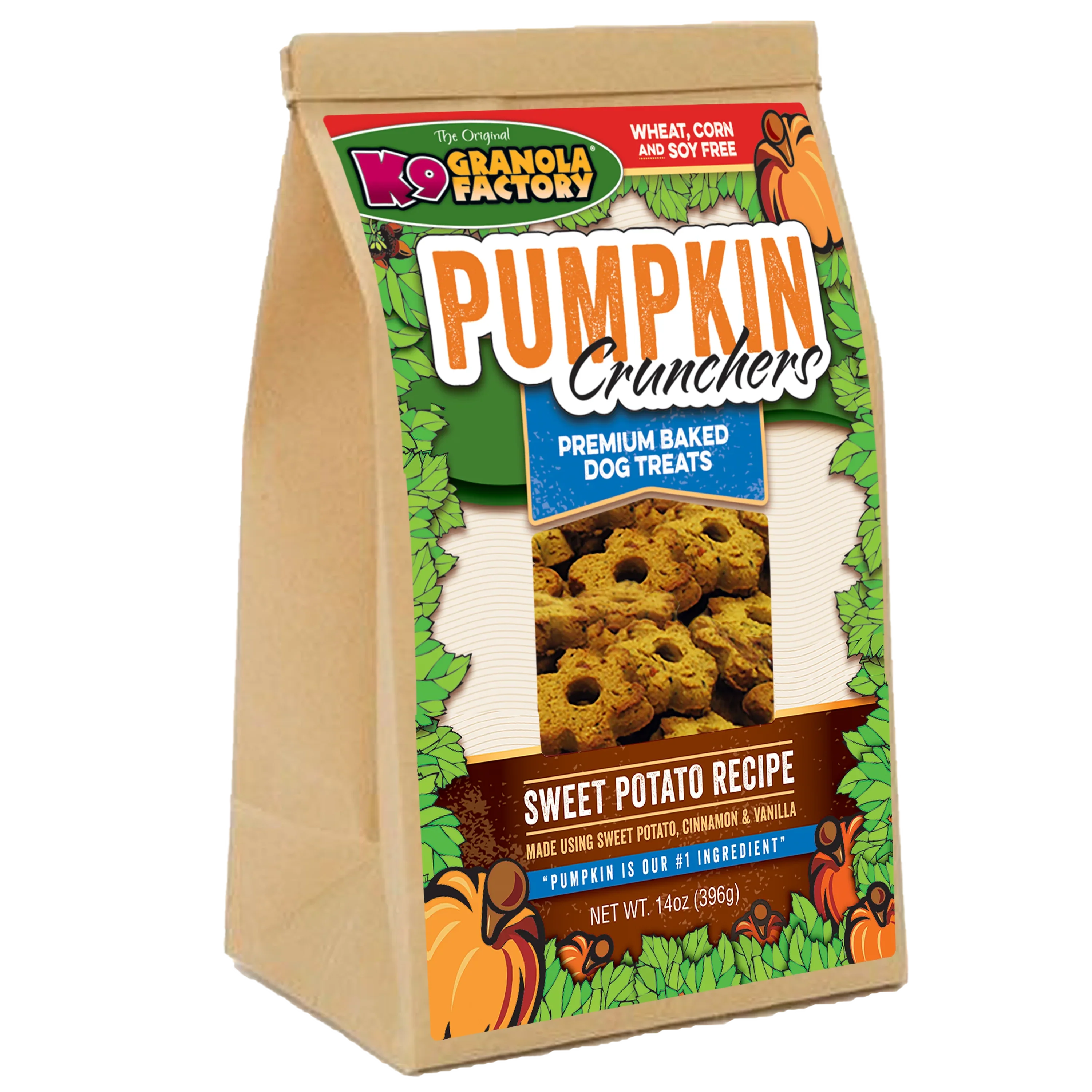 K9 Granola Factory Pumpkin Crunchers, Sweet Potato Recipe Dog Treats (14oz)
