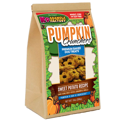 K9 Granola Factory Pumpkin Crunchers, Sweet Potato Recipe Dog Treats (14oz)