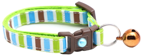 Green, Brown, and Blue Stripes Cat Collar