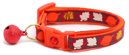 Fall Leaves on Plaid Breakaway Cat Collar