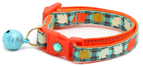 Fall Leaves on Plaid Breakaway Cat Collar