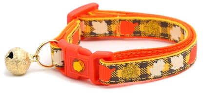 Fall Leaves on Plaid Breakaway Cat Collar