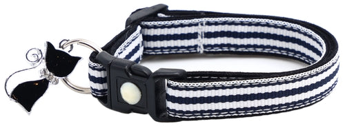 Horizontal Black and White Stripes Cat Collar
