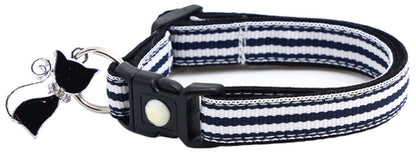 Horizontal Black and White Stripes Cat Collar
