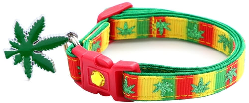 Marijuana Leaves Breakaway Cat Collar