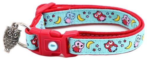 Night Owls on Blue Cat Collar