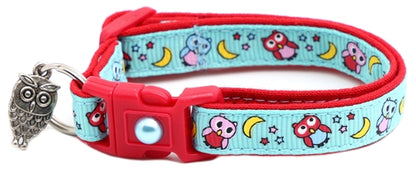 Night Owls on Blue Cat Collar