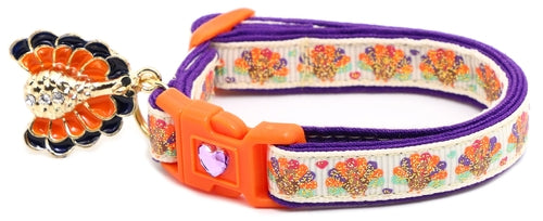Glittery Turkeys and Hearts Breakaway Cat Collar