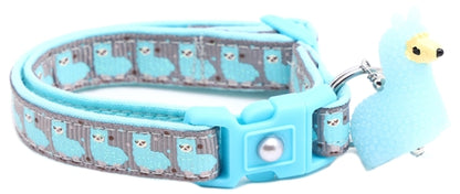 Blue Llamas Breakaway Cat Collar